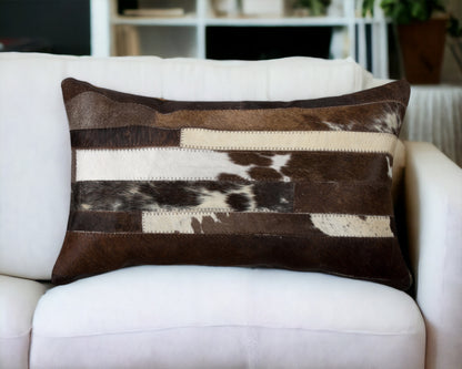 12 X 20 Black And White Cowhide Throw Pillow