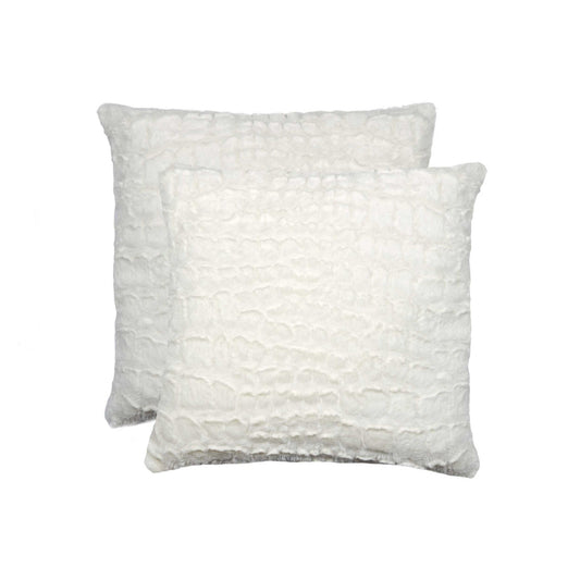 Set of Two Ivory Faux Fur Throw Pillow