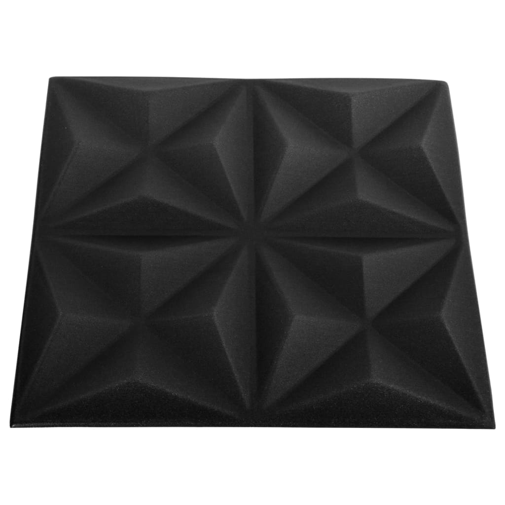 3D Wall Panels 24 pcs 19.7"x19.7" Origami Black 64.6 ft��