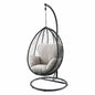 38" Black Metal Swing Chair With Beige Cushion