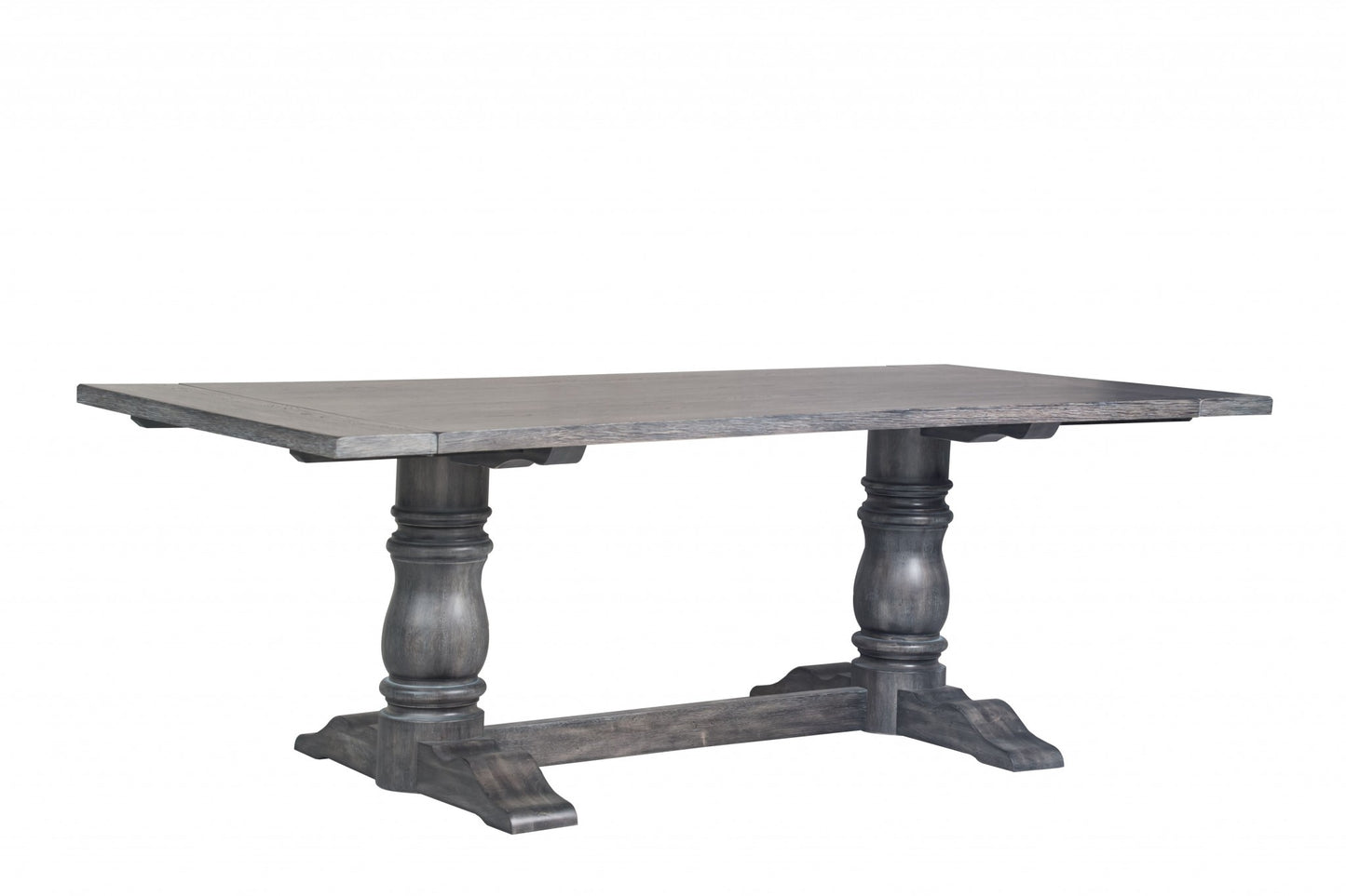 88" Light Gray And Gray Solid Wood Trestle Base Dining Table