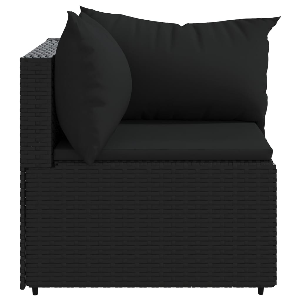 Patio Corner Sofas with Cushions 2 pcs Black Poly Rattan