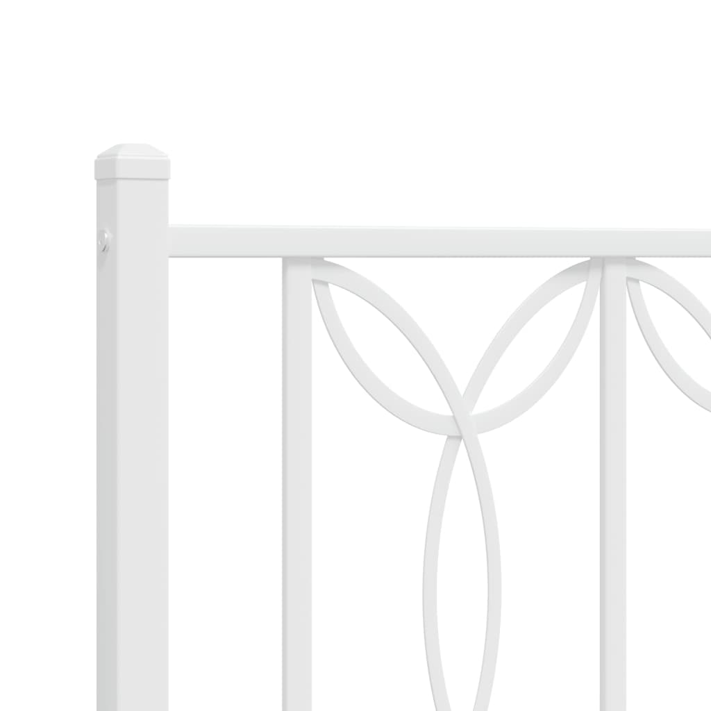 Metal Bed Frame without Mattress with Headboard White 39.4"x78.7"