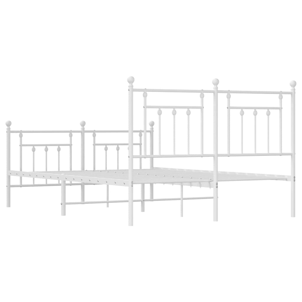 Metal Bed Frame without Mattress with Footboard White 59.1"x78.7"