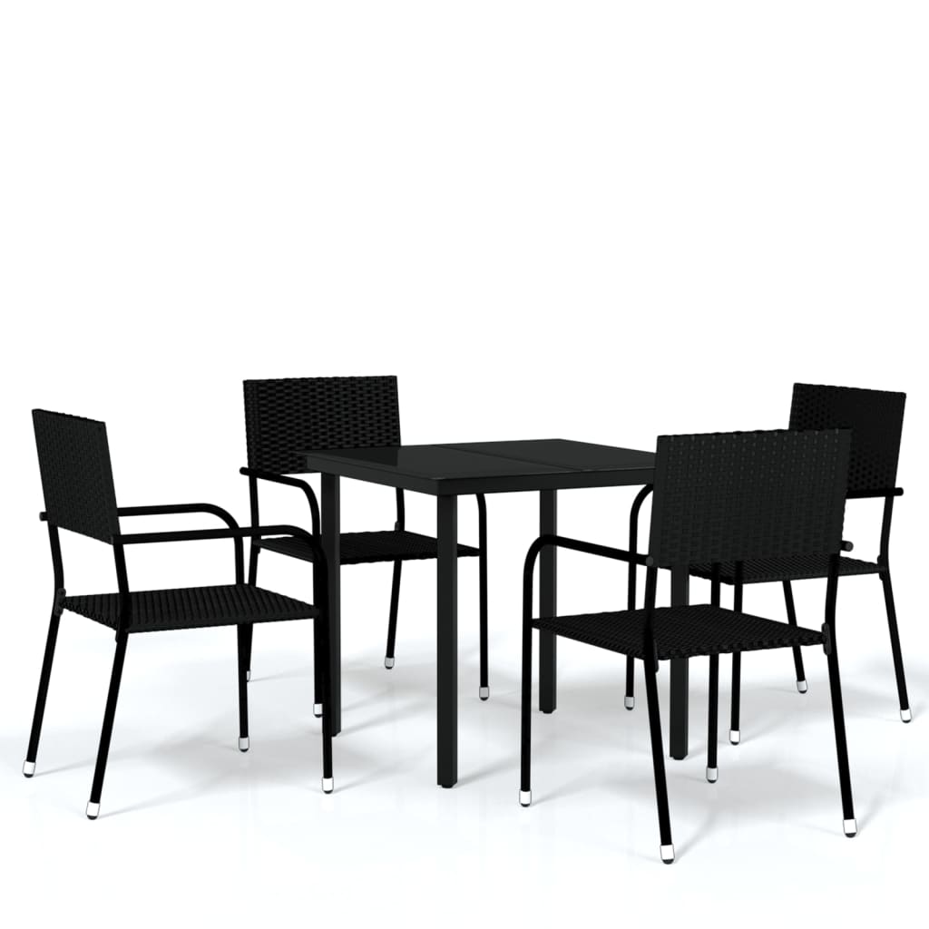 5 Piece Patio Dining Set Black