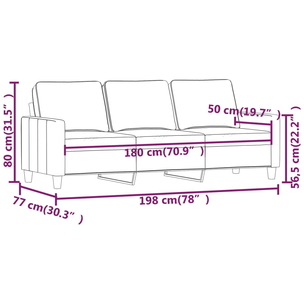 3-Seater Sofa Light Gray 70.9" Velvet