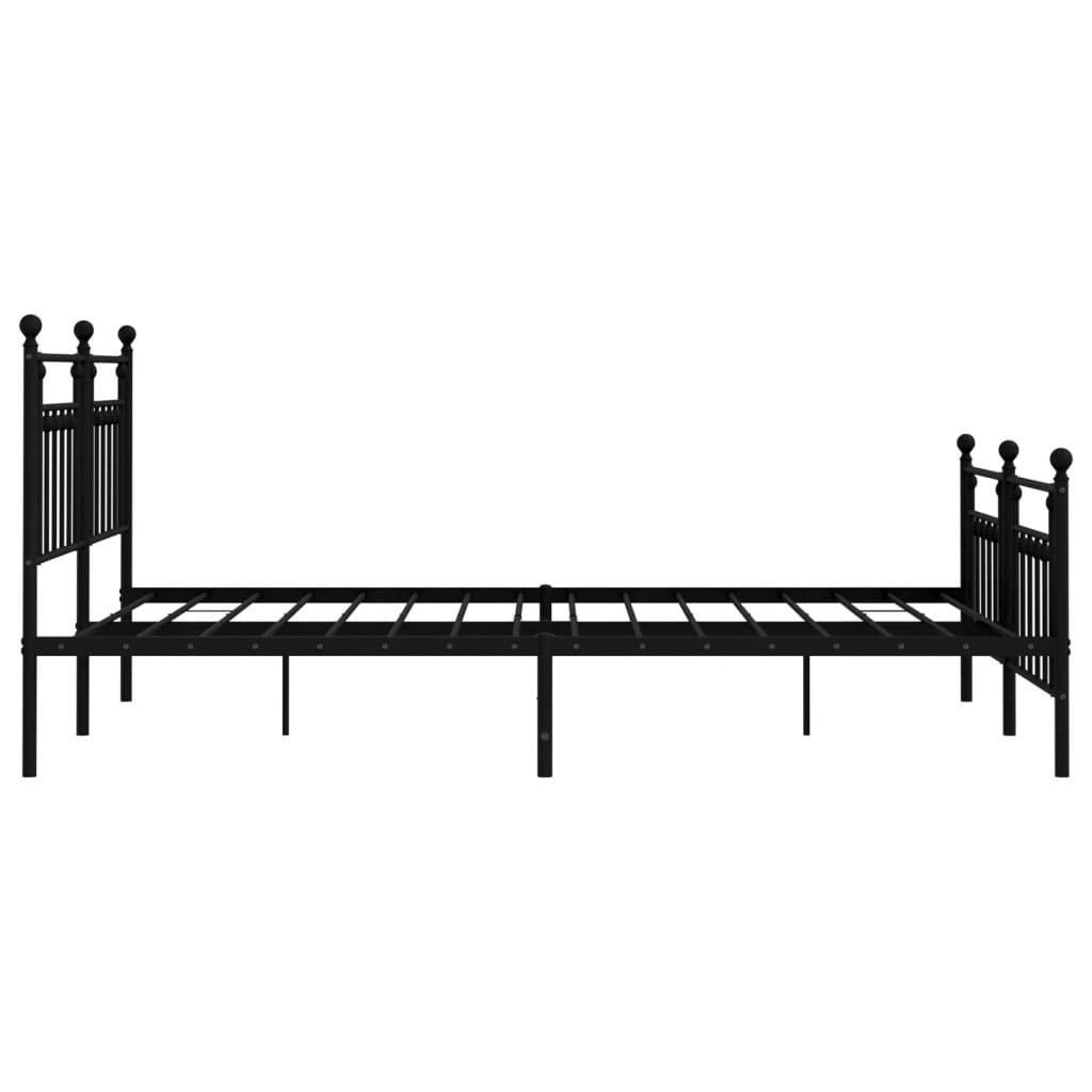 Metal Bed Frame without Mattress with Footboard Black 72"x83.9"