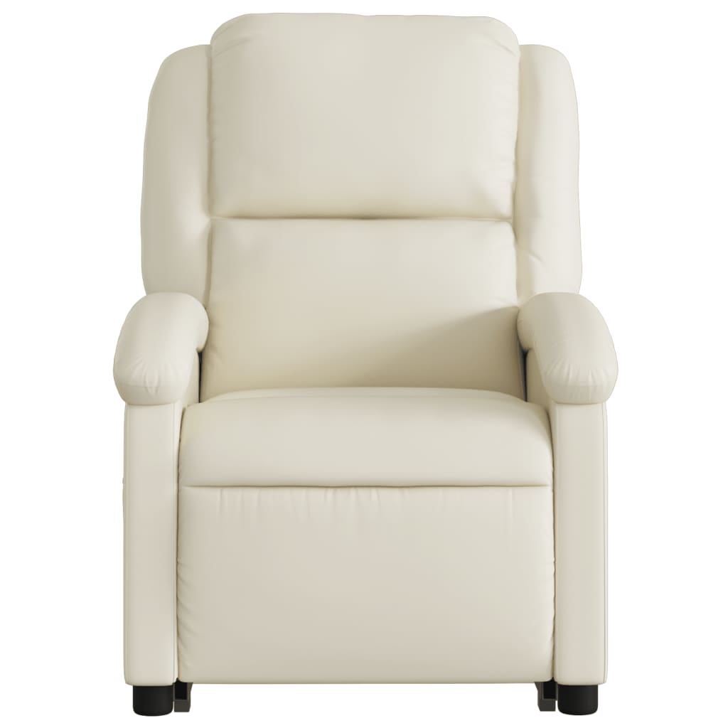 Stand up Recliner Chair Cream Faux Leather