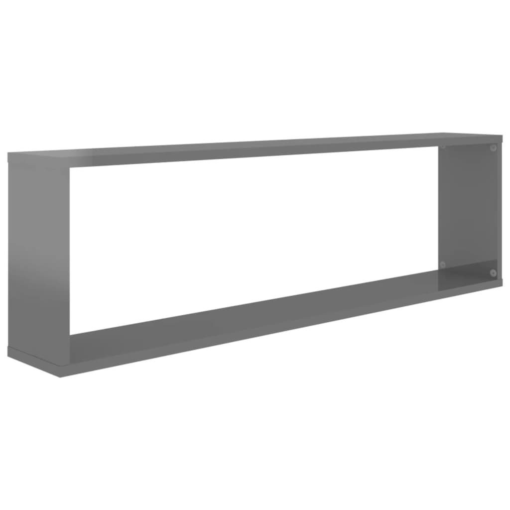 Wall Cube Shelves 4 pcs High Gloss Gray 39.4"x5.9"x11.8" Engineered Wood