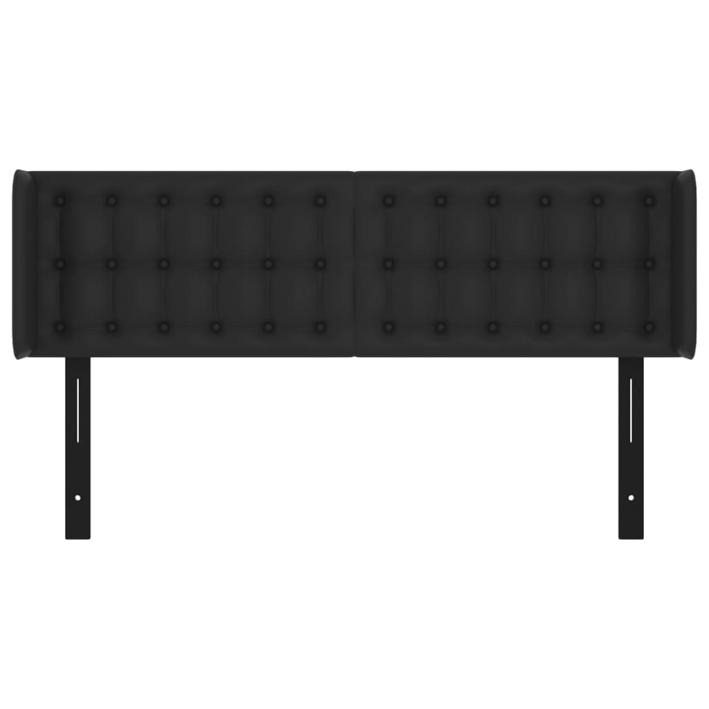 Headboard with Ears Black 57.9"x6.3"x30.7"/34.6" Faux Leather