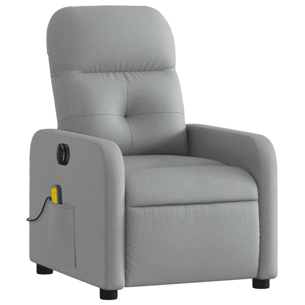 Electric Massage Recliner Chair Light Gray Fabric