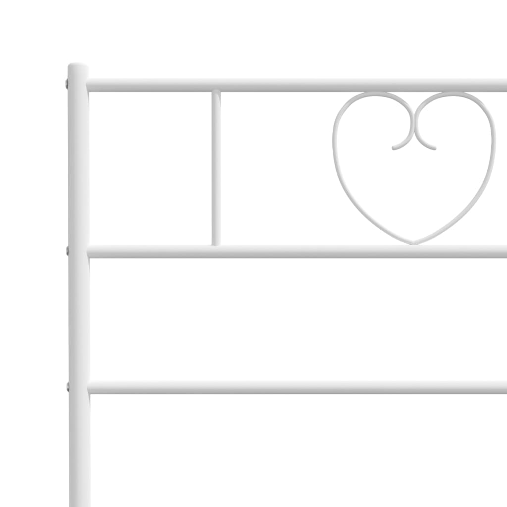 Metal Bed Frame without Mattress with Footboard White 53.1"x74.8"