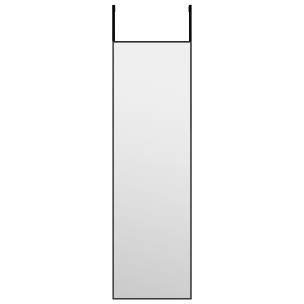 Door Mirror Black 11.8"x39.4" Glass and Aluminum