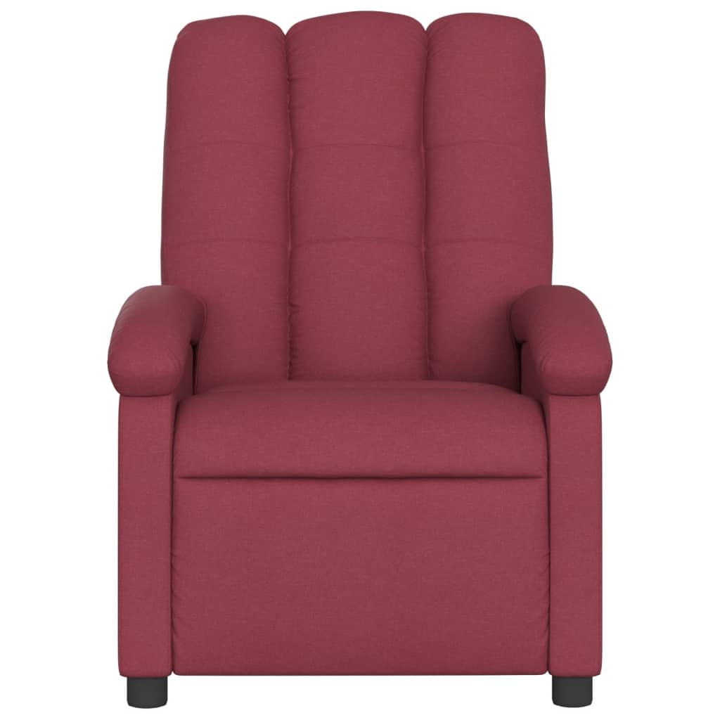 Electric Massage Recliner Chair Wine Red Fabric