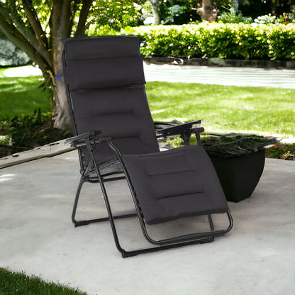 26" Black Steel Outdoor Zero Gravity Chair with Black Cushion