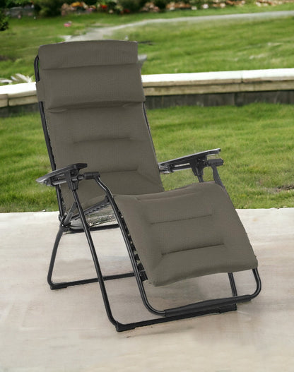 26" Black Steel Outdoor Zero Gravity Chair with Black Cushion