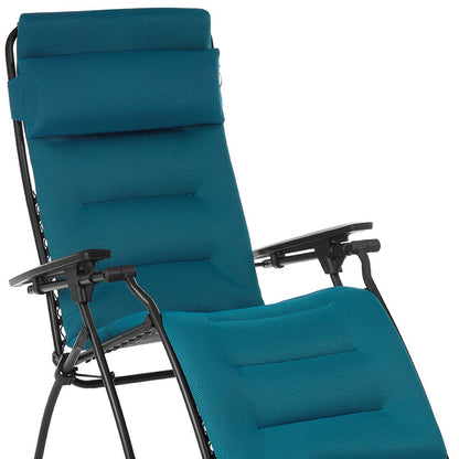 26" Black Steel Outdoor Zero Gravity Chair with Black Cushion