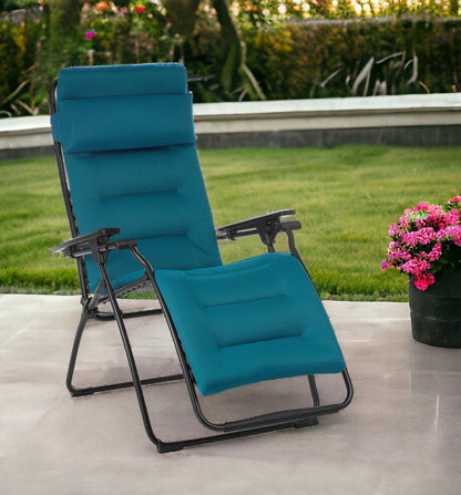 26" Black Steel Outdoor Zero Gravity Chair with Black Cushion