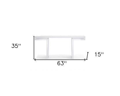 63" White Trestle Console Table