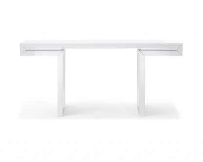 63" White Trestle Console Table