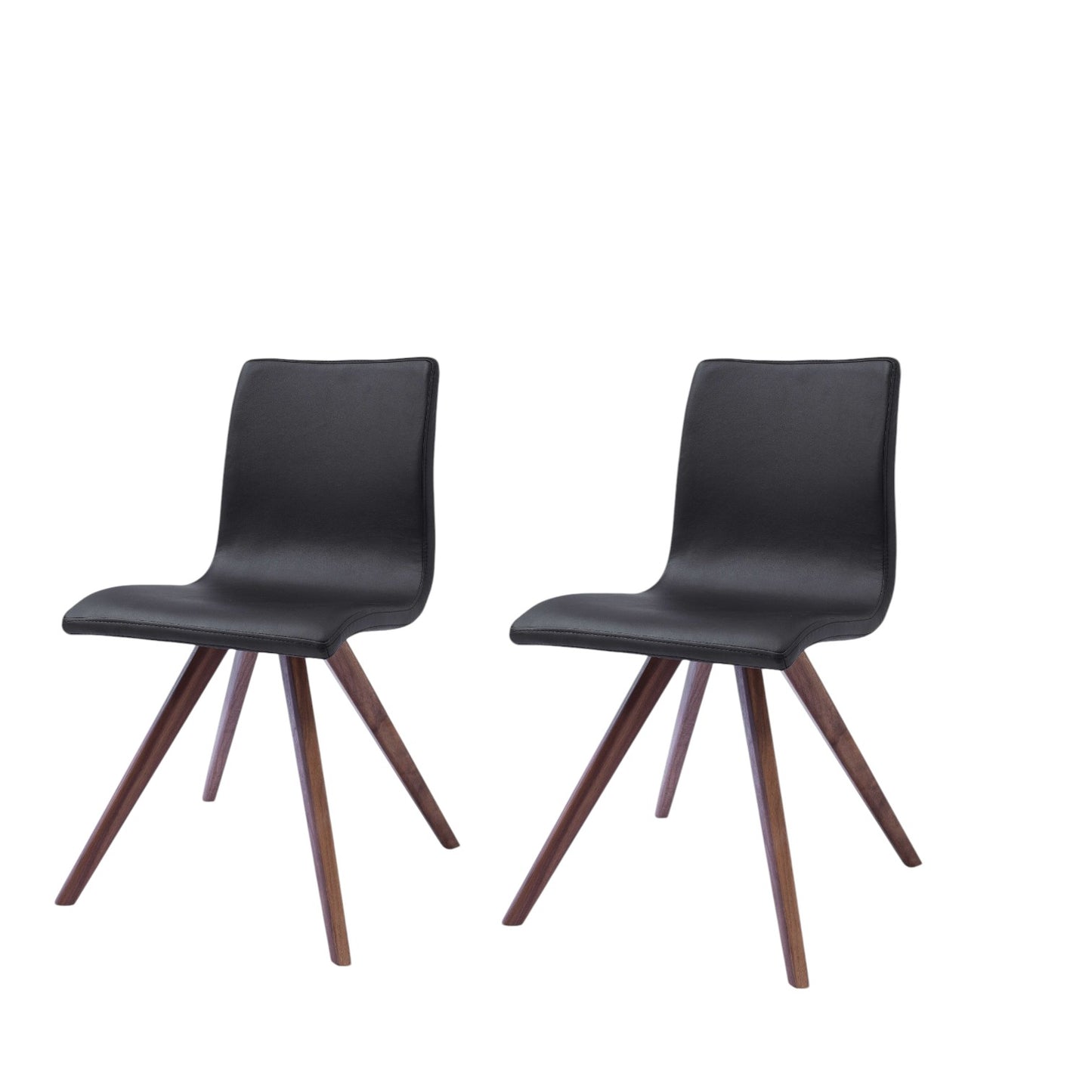 Set of Two Black And Brown Upholstered Faux Leather Dining Side Chairs