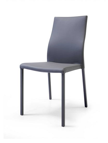 Gray Upholstered Faux Leather Dining Side Chair