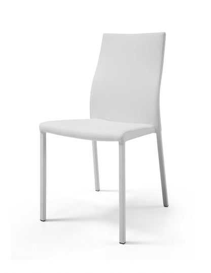 White Upholstered Faux Leather Dining Side Chair