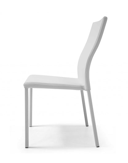 White Upholstered Faux Leather Dining Side Chair