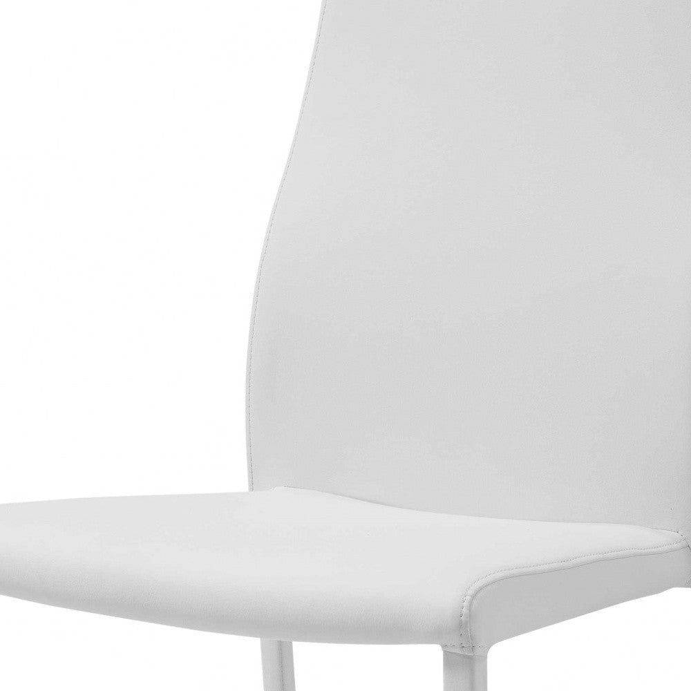 White Upholstered Faux Leather Dining Side Chair