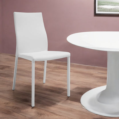 White Upholstered Faux Leather Dining Side Chair