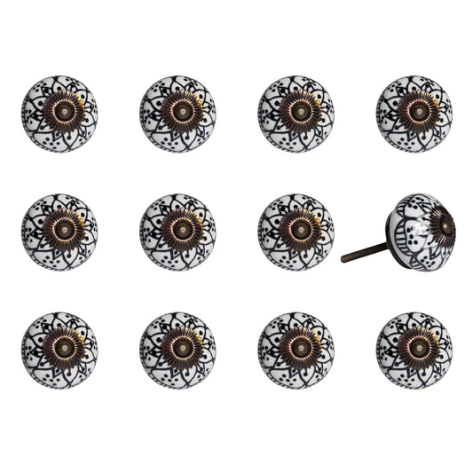 1.5" X 1.5" X 1.5" Black White Copper  Knobs 12 Pack