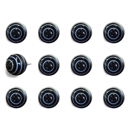 1.5" X 1.5" X 1.5" Black And Light Blue Knobs 12 Pack