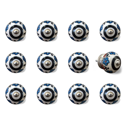 1.5" X 1.5" X 1.5" White Black And Navy  Knobs 12 Pack