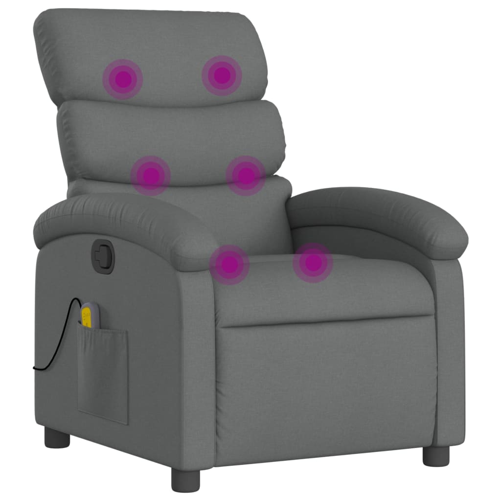 Massage Recliner Chair Dark Gray Fabric