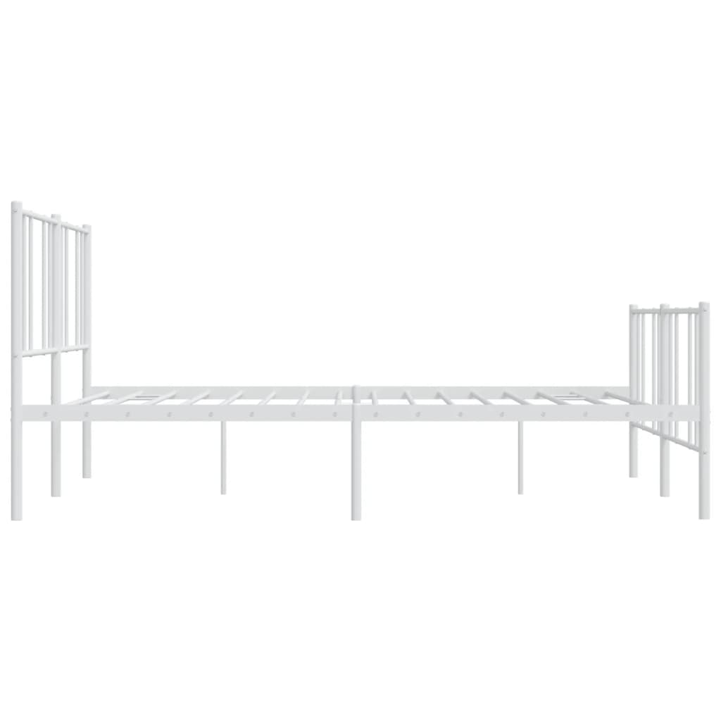 Metal Bed Frame without Mattress with Footboard White 72"x83.9"