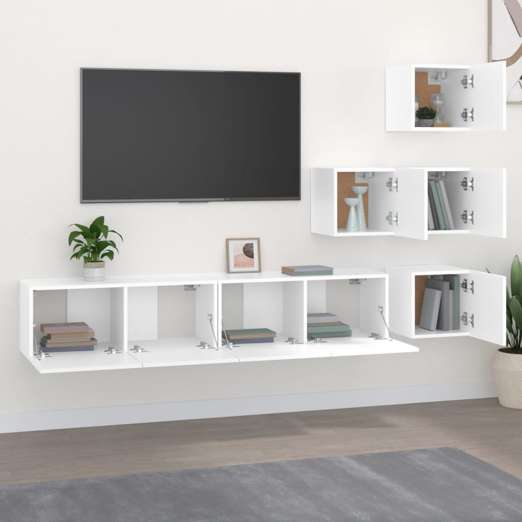 Wall-mounted TV Stand White Engineered Wood