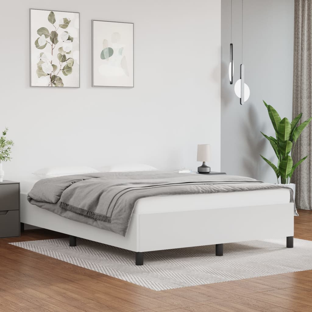 Bed Frame without Mattress White 59.8"x79.9" Queen Faux Leather