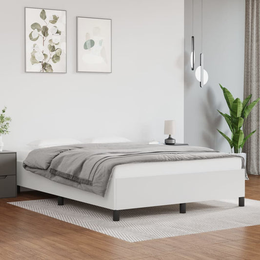 Bed Frame without Mattress White 59.8"x79.9" Queen Faux Leather