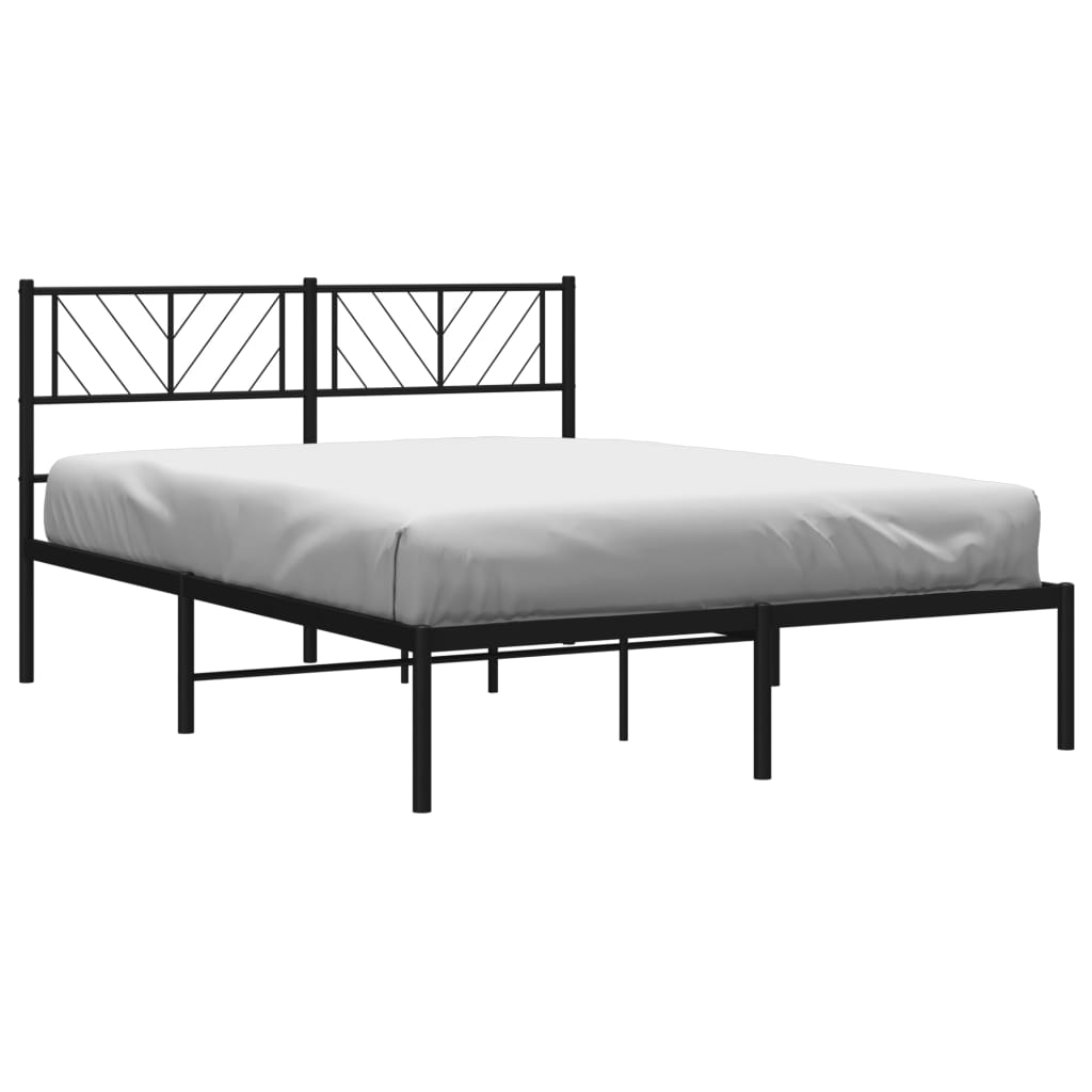 Metal Bed Frame without Mattress with Headboard Black 53.1"x74.8"