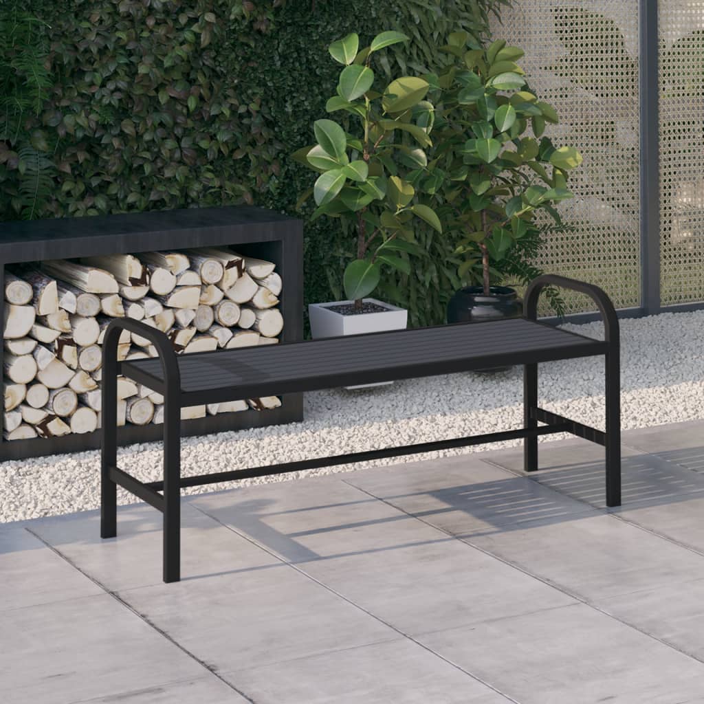 Patio Bench 49" Steel and WPC Brown and Black