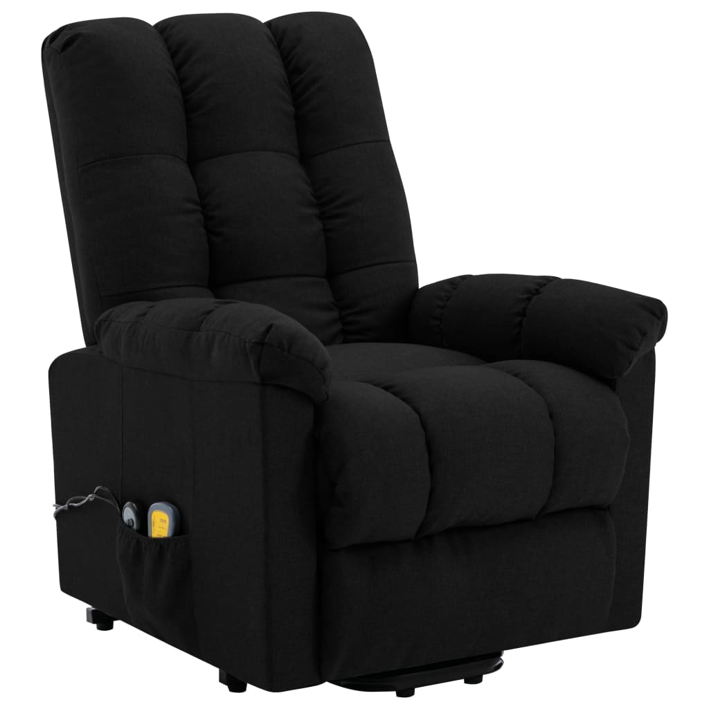 Power Lift Massage Recliner Black Fabric