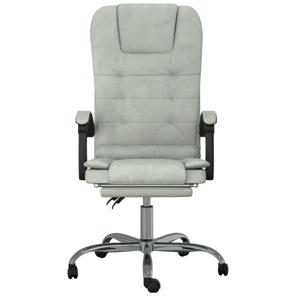 Massage Reclining Office Chair Light Gray Velvet