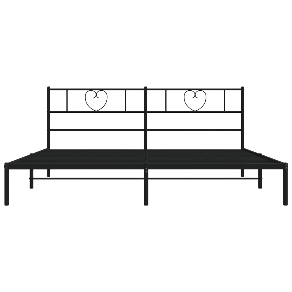 Metal Bed Frame without Mattress with Headboard Black 76"x79.9"