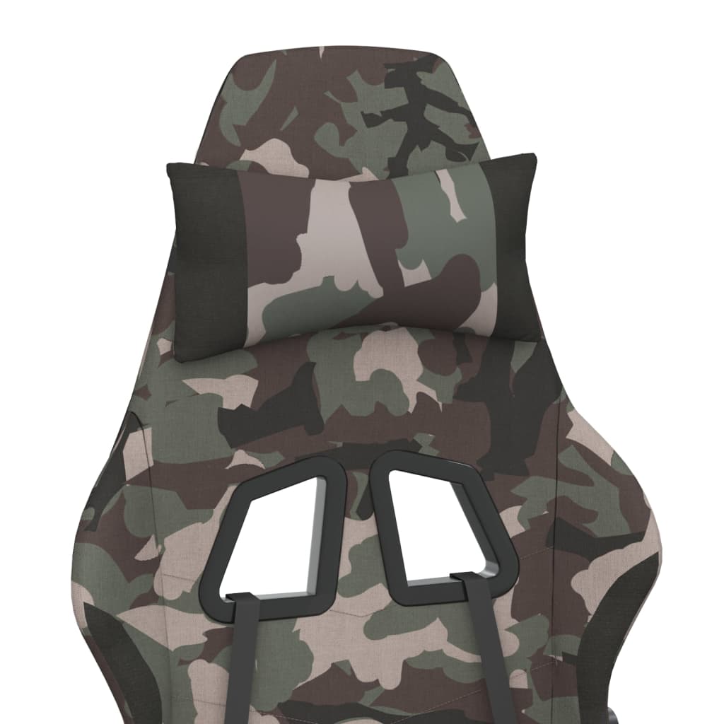 Massage Gaming Chair with Footrest Black and Camouflage Fabric