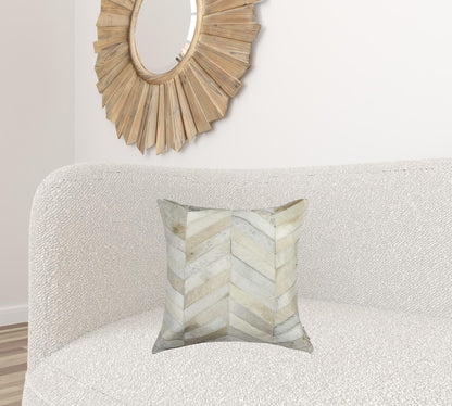 18" X 18" Natural Chevron Cowhide Pillow