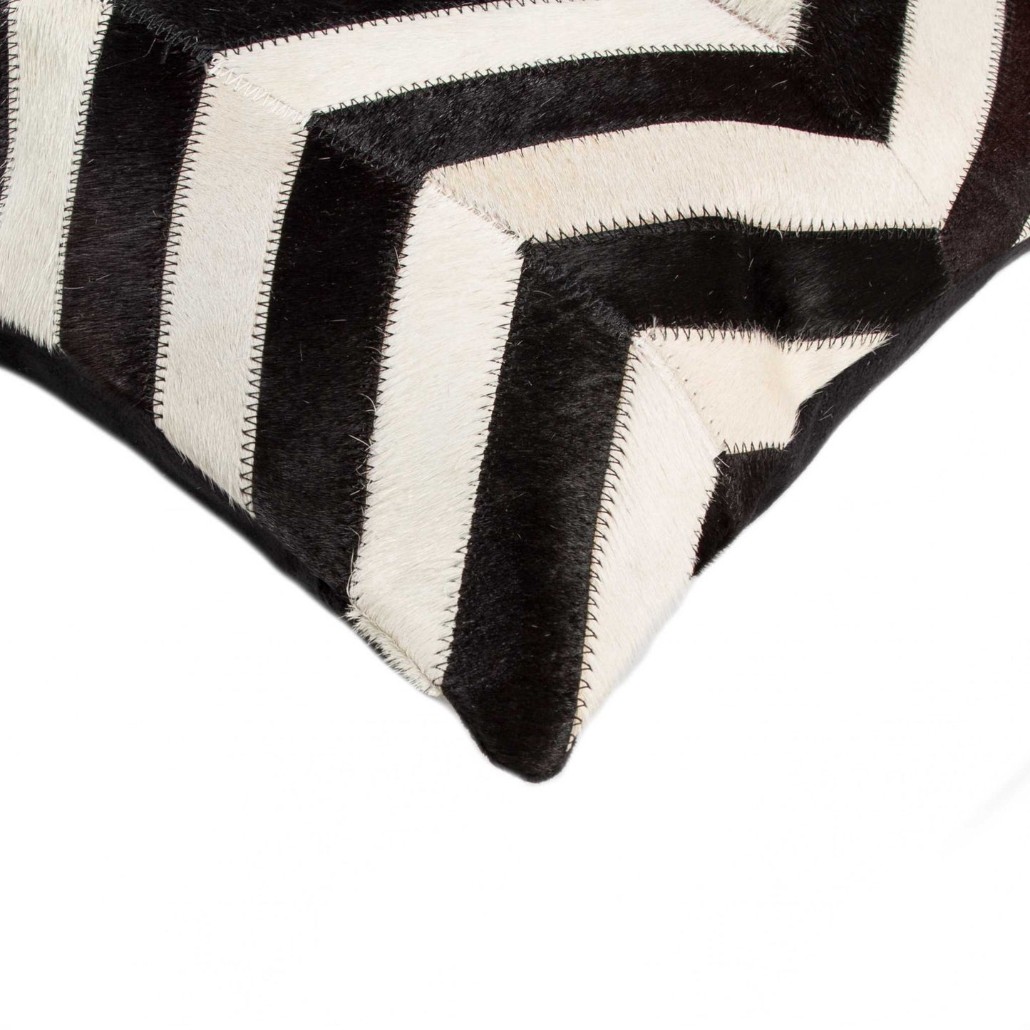 18" Black and Off White Cowhide Throw Pillow