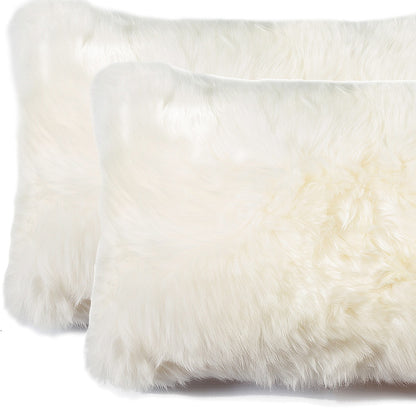 Set of Two 12" X 20" Natural Cowhide Throw Pillow