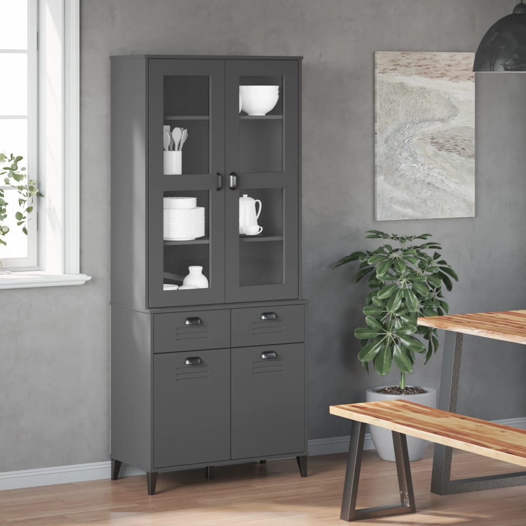 Highboard VIKEN Anthracite Gray 31.5"x15.7"x74.8" Solid Wood Pine