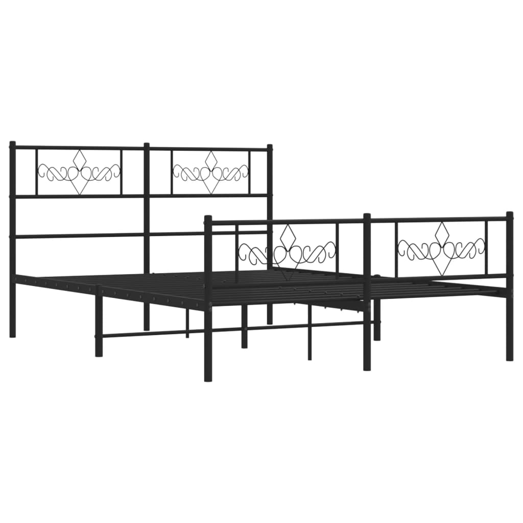 Metal Bed Frame without Mattress with Footboard Black 53.1"x74.8"