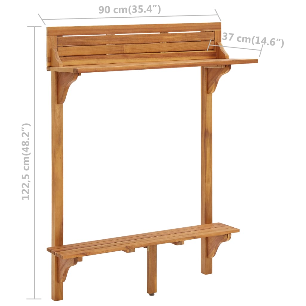 3 Piece Balcony Bar Set Solid Acacia Wood